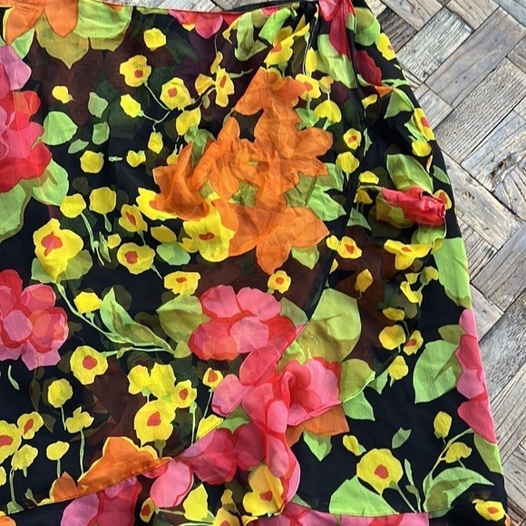 Silk Floral Skirt Neiman Marcus - Picture 3 of 9